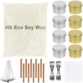 img 4 attached to 🕯️ Candle Making Kit - Complete DIY Candle Craft Set, 4lb Natural Wax Beads with Supplies, Including 8 Tins/10 Wooden Wicks/20 Cotton Wicks/2 Holders/50 Stickers - Perfect Gift Set for Adults