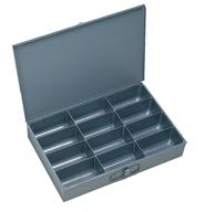 📦 durable gray cold rolled steel small scoop box: organize with 12 compartments, 13-3/8" width x 2" height x 9-1/4" depth logo
