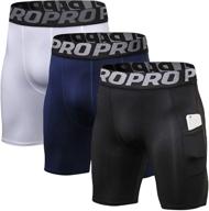 🏃 pack of 3 cool dry compression running shorts with phone pocket - perfect athletic gym shorts for workout and underwear logo