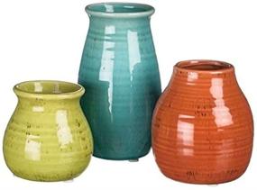 img 2 attached to Ceramic Vase Orange Blue Green