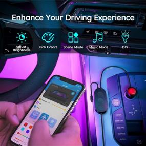 img 3 attached to Govee Smart Car Lights: APP-Controlled LED Interior Light with Music Sync, 7 Scene 🚗 Modes, 16 Million Colors, 2-Lines Design RGB Under Dash Car Lighting. Includes Car Charger (DC 12V).