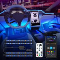 govee smart car lights: app-controlled led interior light with music sync, 7 scene 🚗 modes, 16 million colors, 2-lines design rgb under dash car lighting. includes car charger (dc 12v). logo