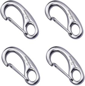 img 4 attached to 🔗 SHONAN 2 Inch Carabiner Clips: 4 Pack Flag Clips for Flag Pole, Stainless Steel 316 Marine Boat Clips - Clip Hooks for Keychain, Dog Leashes, Fishing, Camping 220 Lbs!