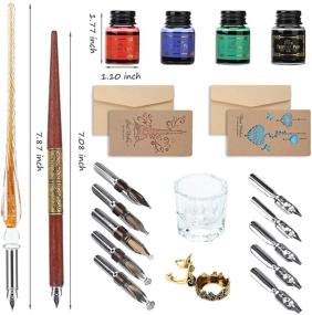 img 3 attached to 🖋️ Premium 20-Piece Calligraphy Set for Beginners - Handcrafted Glass Dip Pen, Wood Pen with Inks, Nibs, and Holder