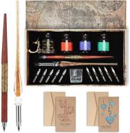 🖋️ premium 20-piece calligraphy set for beginners - handcrafted glass dip pen, wood pen with inks, nibs, and holder logo