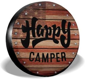 img 4 attached to 🏕️ Camping Tire Cover: Portable Polyester Wheel Cover for Happy Campers - Universal Spare Wheel Protector for Trailer RV SUV Truck Camper - Travel Trailer Accessories 15 Inch