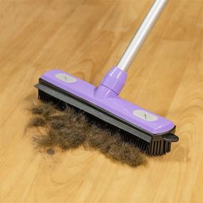 img 2 attached to 🧹 Anoda Rubber Broom with Pet Hair Carpet Rake & 59 inch Telescoping Handle - Floor Squeegee Push Broom and Dustpan Set for Dog Hair Clean-up. Attachable Microfiber Cleaning Cloth for Kitchen Broom.