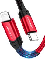 🔌 jsaux 6ft usb c к кабелю lightning: сертифицированный apple mfi быстрозарядный шнур для iphone 13/13 pro/13 pro max/12/12 mini/12 pro max/11 pro max/x/xs/xr/8, ipad 8, airpods логотип