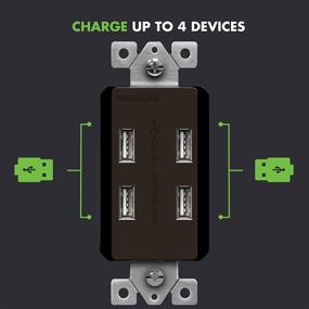 img 2 attached to 🔌 TOPGREENER 5.8A Сверхвысокоскоростная USB-раздельная розетка с четырьмя портами: Разработана для iPhone SE/11/XS/XR/X/8/7, Samsung Galaxy S20/S10/S9/S8/Note и много другого! (Цвет: Коричневый)