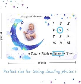 img 2 attached to Плед "Blue Moon Baby" для ежемесячной фотосессии: Флисовый плед с резинкой для фотографий и ободком, рамки - идеальный подарок на душ для младенцев мальчиков/девочек.