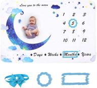 плед "blue moon baby" для ежемесячной фотосессии: флисовый плед с резинкой для фотографий и ободком, рамки - идеальный подарок на душ для младенцев мальчиков/девочек. логотип