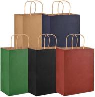 🛍️ smarpau 20pack brown paper gift bags with handles - bulk, shopping, kraft, retail, party bags logo