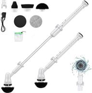 🛁 upgraded 7.4v cordless electric spin scrubber for bathroom with 5 replaceable cleaning brush heads and extension handle - powerful shower scrubber for tub, tile, shower, kitchen logo