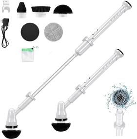 img 4 attached to 🛁 Upgraded 7.4V Cordless Electric Spin Scrubber for Bathroom with 5 Replaceable Cleaning Brush Heads and Extension Handle - Powerful Shower Scrubber for Tub, Tile, Shower, Kitchen