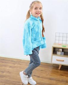 img 2 attached to 👧 Nirovien Toddler Girls Tie Dye Fleece Jacket: Trendy 1/4 Zip Sherpa Pullover for Cozy Outerwear - Sizes 2-7Y