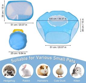 img 1 attached to 🐾 Foldable Pet Playpen with Top Cover - Portable Pop-up Play Tent for Hamster, Guinea Pig, Rabbit, Ferret, Chinchilla, Bearded Dragon, Hedgehog - Anti-Escape Mesh Exercise Pen Cage & Play Yard Fence