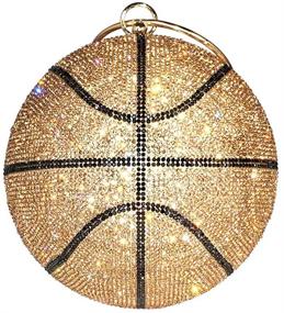 img 4 attached to 💎 Bling Basketball Purse: Stylish Diamond Accents, Crystal Round Ball Bag for Women - Gold Wristlet Handbags, Clutch