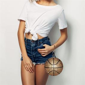 img 1 attached to 💎 Bling Basketball Purse: Stylish Diamond Accents, Crystal Round Ball Bag for Women - Gold Wristlet Handbags, Clutch