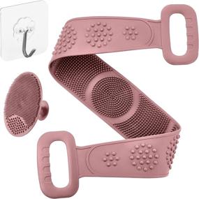 img 4 attached to 🧼 Hygienic Silicone Back Scrubber Shower Set – 32-Inch Exfoliating & Massaging Dual-Sided Back Scrubbers + Silicone Face Loofah – Cleanses & Removes Dead Skin, by The Body Spa Club in Pink.