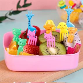 img 1 attached to 🐱 Cute Cartoon Animal Food Picks for Kids - Set of 40 Reusable Lunch Toothpicks