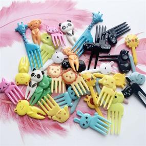 img 3 attached to 🐱 Cute Cartoon Animal Food Picks for Kids - Set of 40 Reusable Lunch Toothpicks