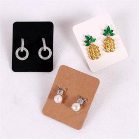img 1 attached to 🔖 300 Pcs BronaGrand Paper Earring Tags: Mini Rectangle Ear Stud Display Cards with Hanging Holder, 1" x 1.4