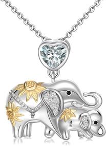 img 4 attached to 🐘 Jemplestic 925 Sterling Silver Lucky Elephant Necklace - Perfect Sunflower Mother and Child Jewelry Gift for Women, Mom, and Girls