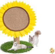 🌻 mxiixm sunflower cat tree - interactive cat scratching post and climbing frame with durable natural sisal rope for cats, activity tree and play tower with interactive toys and scratching board for kittens logo