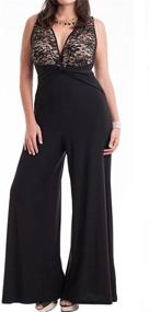 img 3 attached to 👗 Plus Size Mesh Long Sleeves V Neck Wide Pants Jumpsuit - RED DOT BOUTIQUE 701