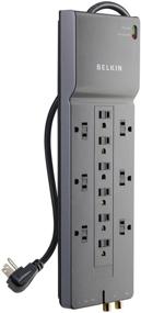 img 4 attached to 💡 Belkin Power Strip Surge Protector - 12 Розеток с 8-футовым удлинителем плоской вилки для дома, офиса, путешествий, компьютера, ноутбука и подключения телефона (3,940 Джоулей)