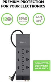 img 3 attached to 💡 Belkin Power Strip Surge Protector - 12 Розеток с 8-футовым удлинителем плоской вилки для дома, офиса, путешествий, компьютера, ноутбука и подключения телефона (3,940 Джоулей)