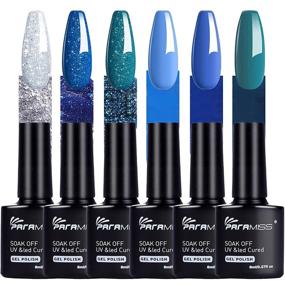 img 4 attached to 💅 PARAMISS Glitter Gel Nail Polish Kit - Blue Green Sliver Colors, Soak Off UV Gel Nail Polish Starter Set, Sparkle Glitter Series - Home Gel Manicure Kit for Beginners