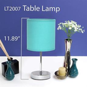 img 3 attached to 🔵 Stylish Blue Mini Basic Table Lamp with Chrome Fabric Shade - Simple Designs Home LT2007-BLU, 5.51" x 5.51" x 11