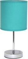 🔵 stylish blue mini basic table lamp with chrome fabric shade - simple designs home lt2007-blu, 5.51" x 5.51" x 11 logo