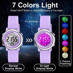 img 2 attached to Venhoo Kids Watch: 7 Color Digital Lights Outdoor Sport Toddler Wrist Watch for Little Girls Boys - Luminous Alarm Stopwatch Included!