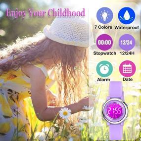 img 3 attached to Venhoo Kids Watch: 7 Color Digital Lights Outdoor Sport Toddler Wrist Watch for Little Girls Boys - Luminous Alarm Stopwatch Included!