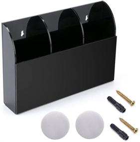 img 3 attached to Hipiwe Wall Mount Remote Control Holder – Clear Acrylic Media Organizer Storage Box for Coffee Tables and Nightstands – Convenient Remote Control Caddy with Three Compartments (Black)