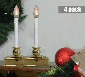 img 1 attached to 🕯️ Flameless Christmas Window Candle Lights Set - Battery Operated LED Window Candles Lamp with 3V C26 Clear Bulb, 8/16 Hour Timer, Gold Base - Ideal for Christmas Table, Party Decor - Pack of 4