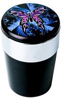 portable car ashtray with lid, smokeless cigar garbage container and blue led light logo