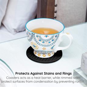 img 2 attached to 🧊 Premium Table Coaster Holder with Silicone Coasters: Practical and Stylish Solution for Protecting Surfaces