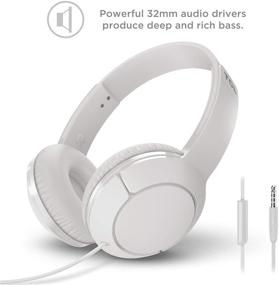 img 3 attached to 🎧 TCL Mtro200 On-Ear Wired Headphones - Super Lightweight Headphones with 32mm Drivers Delivering Massive Bass and Built-In Mic – Ash White