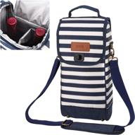 nuovoware 2 bottle insulated wine carrier tote - 🍷 indigo fringe: stylish, portable, and secure for travel and picnic adventures логотип