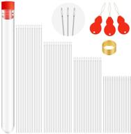 65-piece beading needle set with storage tube, 4 length sizes for jewelry making - includes threader and thimble logo