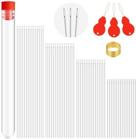 img 4 attached to 65-Piece Beading Needle Set with Storage Tube, 4 Length Sizes for Jewelry Making - Includes Threader and Thimble