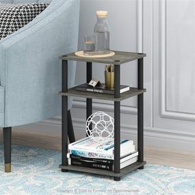 img 1 attached to 🪑 FURINNO Just 3-Tier Turn-N-Tube 2-Pack End Table in French Oak Grey/Black - Enhanced for SEO