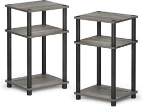 img 4 attached to 🪑 FURINNO Just 3-Tier Turn-N-Tube 2-Pack End Table in French Oak Grey/Black - Enhanced for SEO