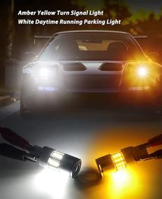 img 1 attached to 🚦 Serundo Auto 3157 Turn Signal Light 3156 3057 4157 CANBUS Anti Hyper Flash Switchback Dual Color Amber Yellow/White Daytime Running Parking Light with Built-in Resistors (Pack of 2)