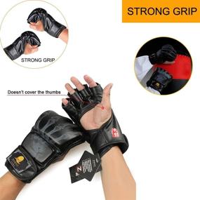 img 1 attached to 🧤 ZooBoo Half-Finger MMA Gloves - Adjustable Wrist Band, Ideal for Sanda Sparring & Bag Training