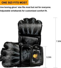 img 3 attached to 🧤 ZooBoo Half-Finger MMA Gloves - Adjustable Wrist Band, Ideal for Sanda Sparring & Bag Training