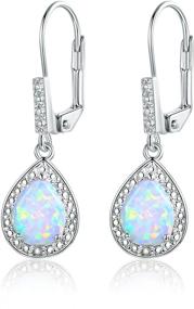 img 4 attached to Opulent Barzel White Gold Plated or Rose 💎 Gold Plated Drop Earrings with Created Opal & Diamond Accents